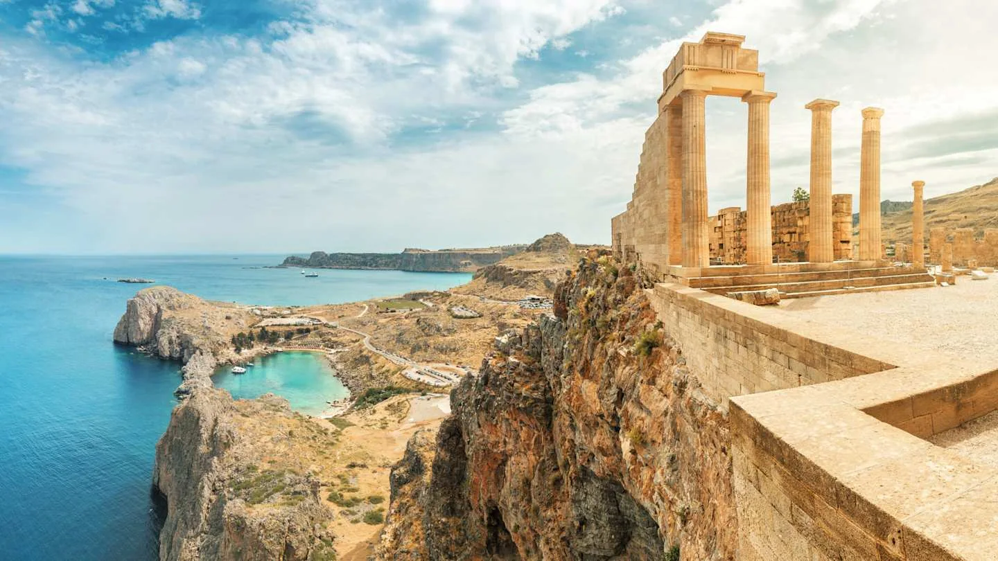 Rhodes Orașul vechi, portul și coasta Mării Egee din Grecia