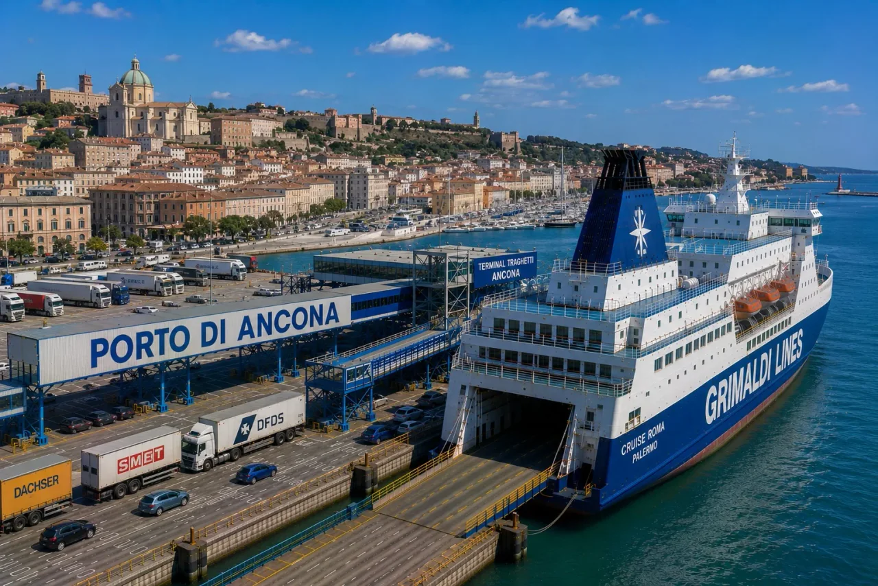 Port de feriboturi pentru pasageri la Ancona de pe coasta Adriaticii
