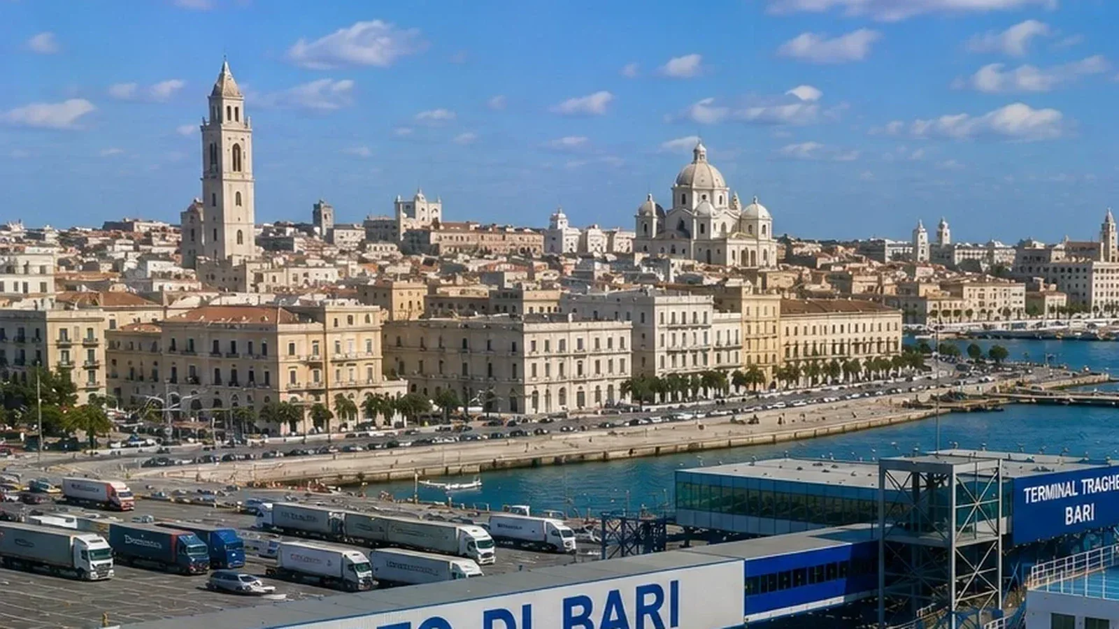Bari Port de feriboturi și malul mării Adriatice