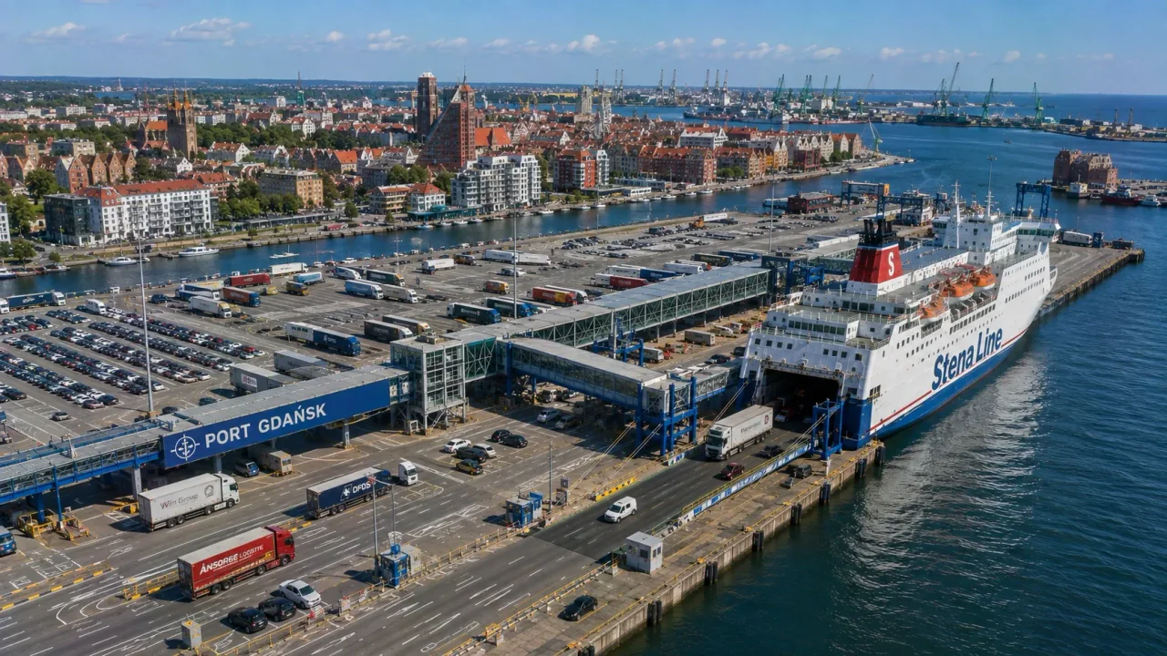 Gdańsk Port de feriboturi și malul mării baltice din Polonia