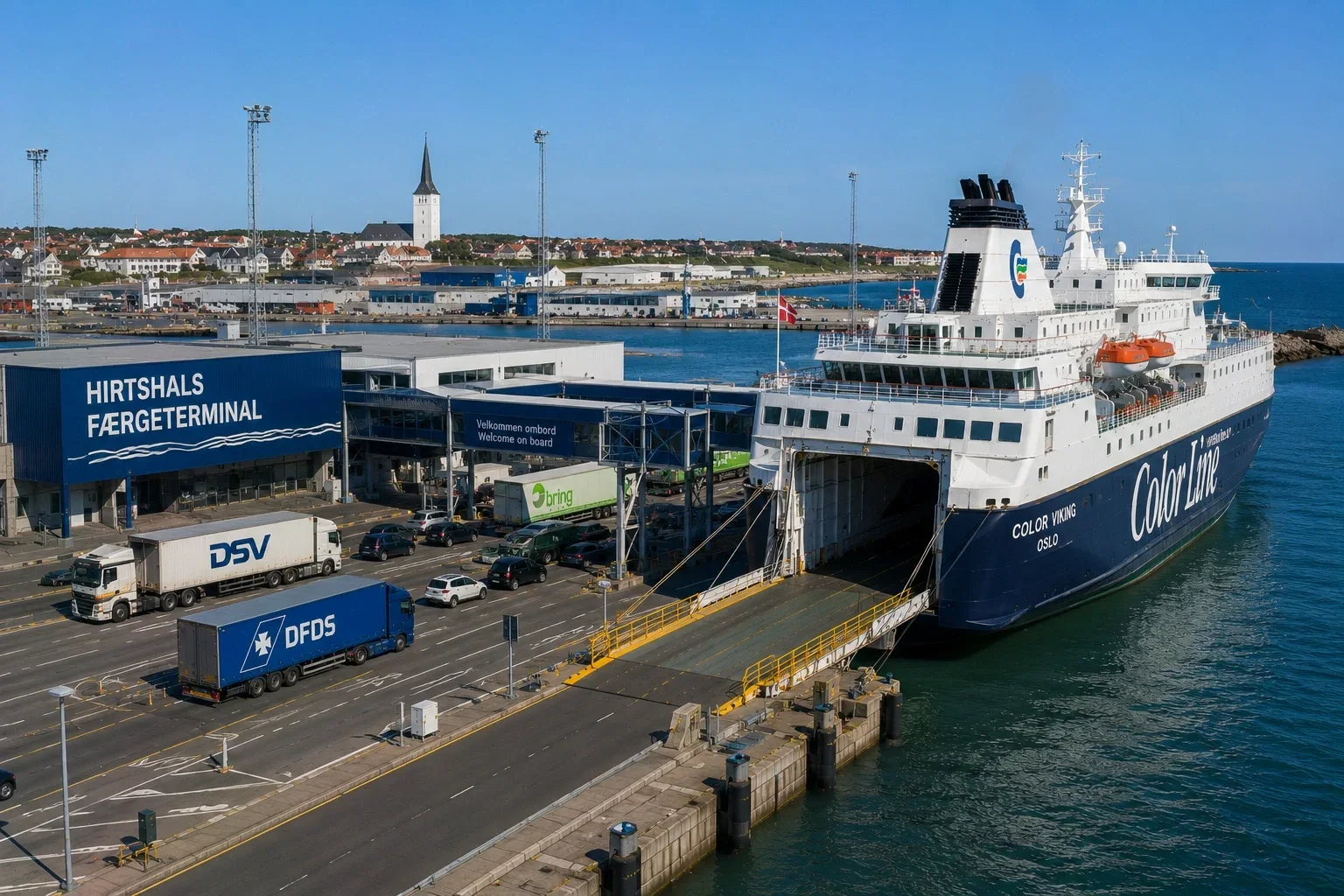 Terminalul de feriboturi pentru pasageri din portul Hirtshals din Iutlanda de Nord