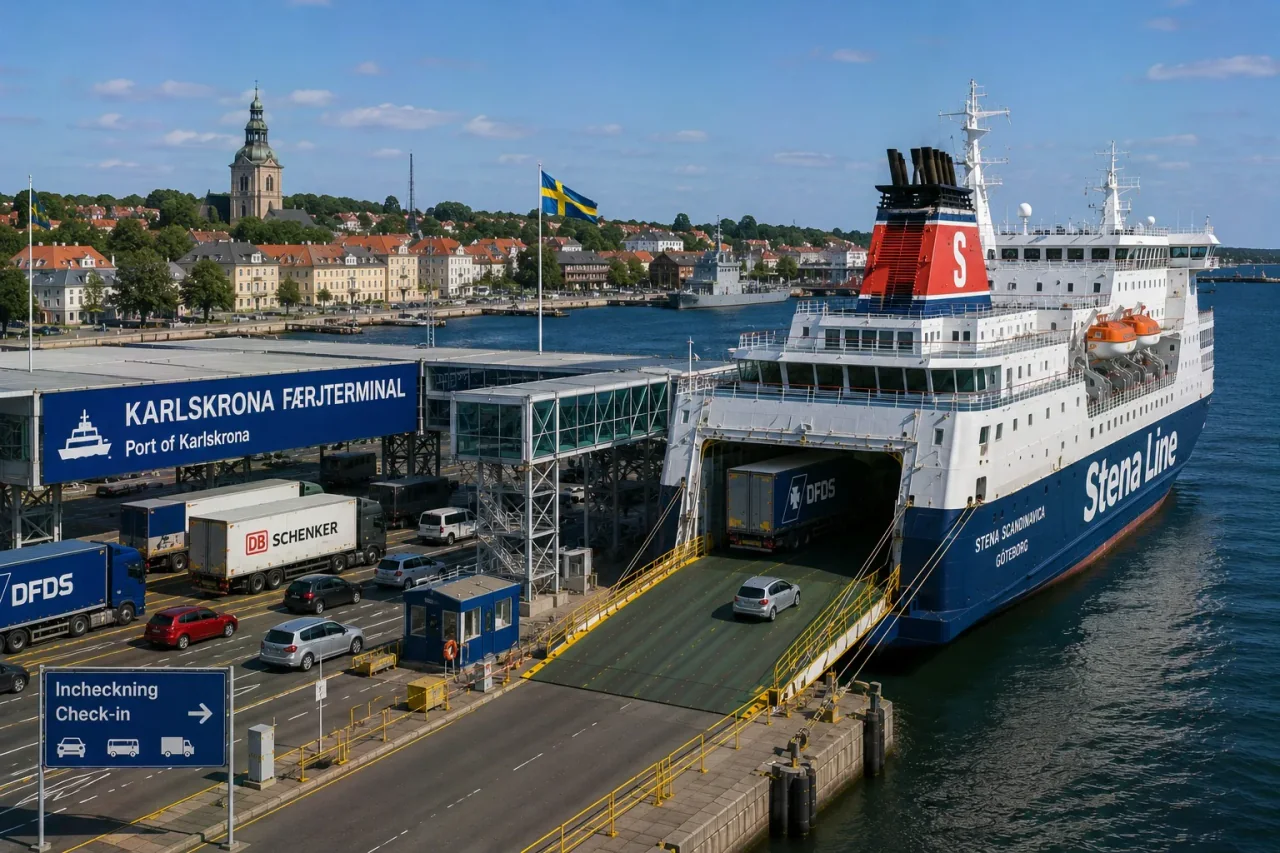 Terminalul de feriboturi de pasageri Stena Line la Verkö în Karlskrona, Suedia