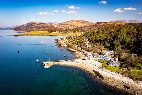 Vedere aeriană de coastă a Lismore în Inner Hebrides