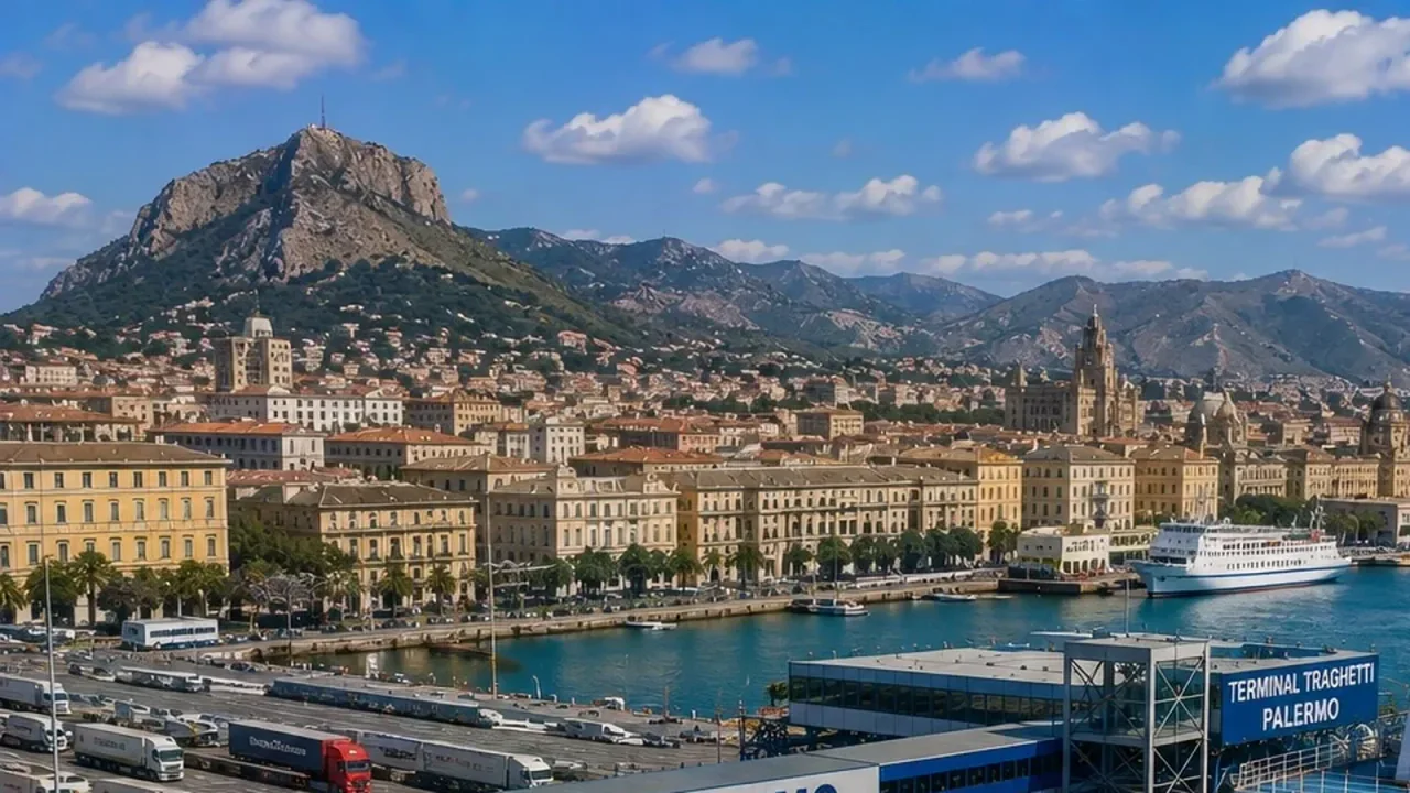Palermo portul de feribot și malul mării orașului fără branding de operator neafiliat