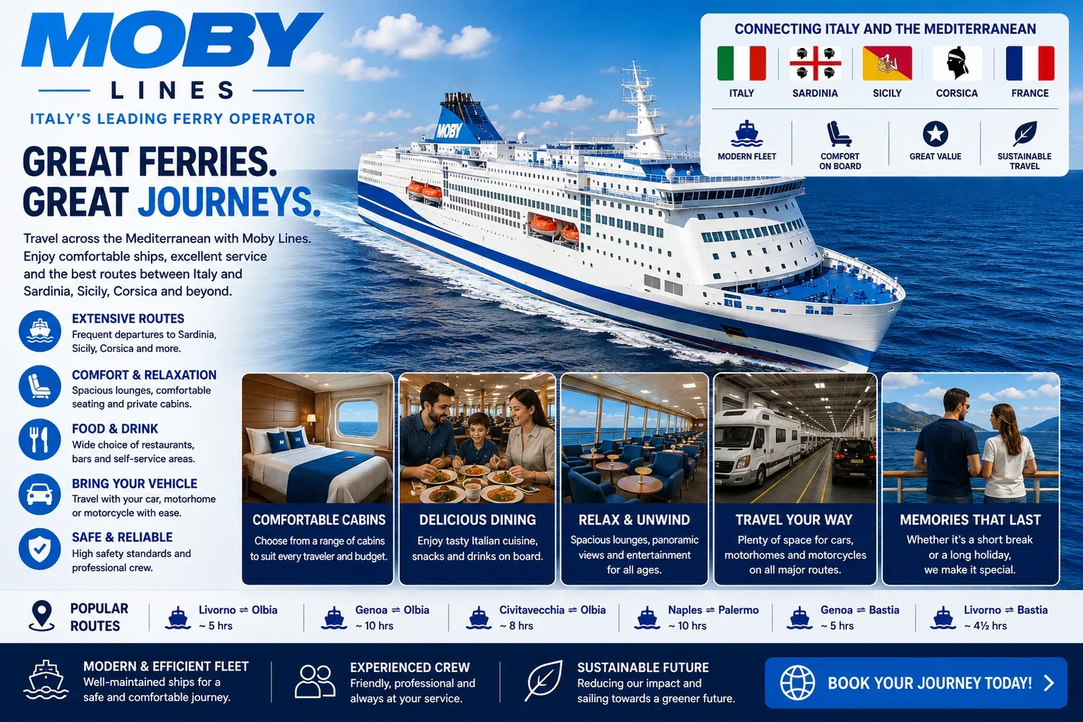 Moby Lines feribotul pentru pasageri și vehicule în Marea Mediterană