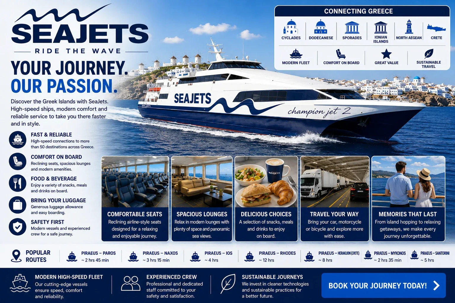Seajets feribotul de mare viteză pentru pasageri în Marea Egee