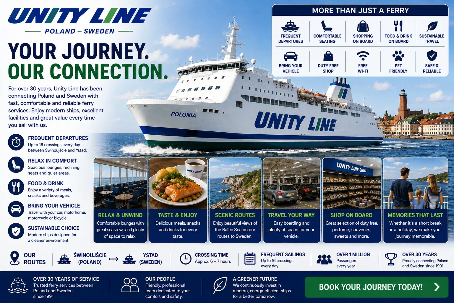 Unity Line feribotul pentru pasageri și vehicule care traversează Marea Baltică